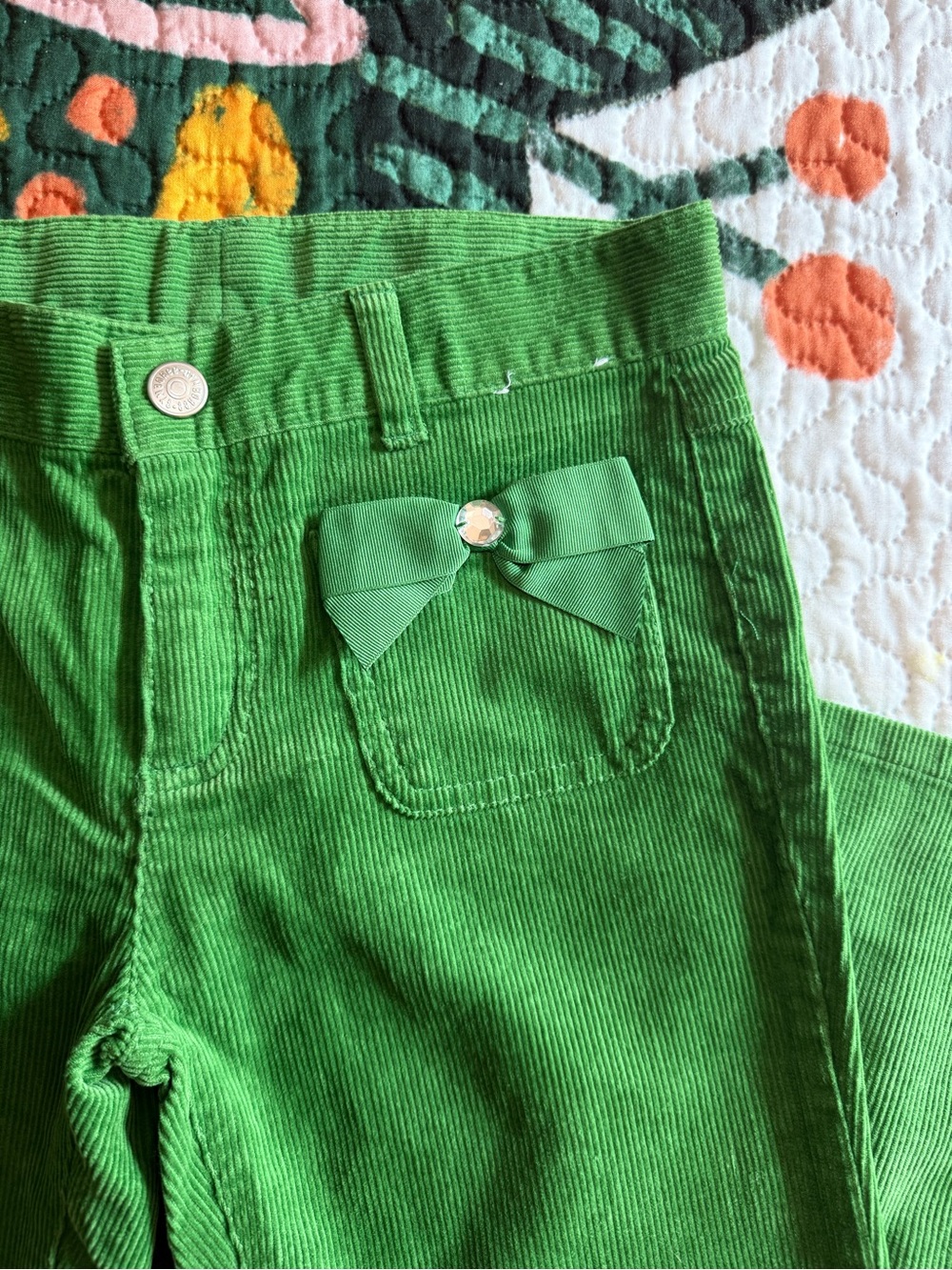 NWT Gymboree Bright Green Corduroy Flare Pants Girls - Picture 5 of 7